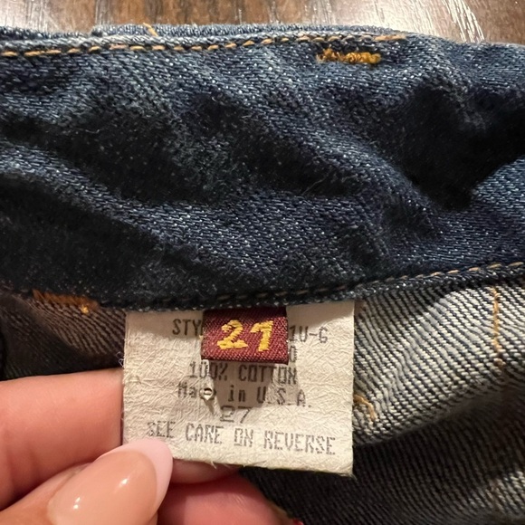 Seven For All Mankind VGT Flared Denim Jeans Size 27 Made In USA No Back Pockets - Picture 6 of 8